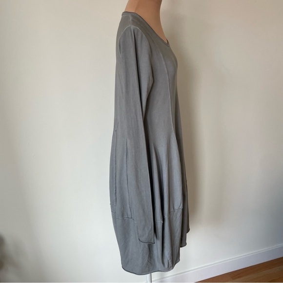 RUNDHOLZ Black Label Plankton Gray Long Sleeve Short Tulip Lagenlook Dress XS - Picture 5 of 11